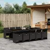 11-tlg. Garten-Essgruppe mit Kissen Schwarz Poly Rattan Produktbild-Vorschau 2