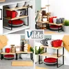 Collage of images showing kitchen shelves and organizers with dishes and mugs. Anteprima dell’immagine prodotto