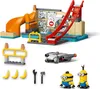 A LEGO set featuring a laboratory-themed play structure with a slide and roller coaster, along with Minion figures, accessories, and a small vehicle. Náhled obrázku produktu