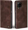 A brown flip cover phone case shown from the front and back. Produktbild-Vorschau