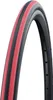 A close-up studio shot of a bicycle tire with red and black stripes. Voir les images du produit