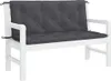 A dark gray cushion placed on a white wooden garden bench. Voir les images du produit