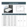 A diagram and table showing the dimensions of a shower tray. Produktbild-Vorschau