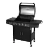 A black gas grill with the lid open, shown on a white background. Produktbild-Vorschau