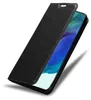 A black flip phone case is shown partially open, revealing the screen of a smartphone inside. Anteprima dell’immagine prodotto