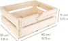 A wooden crate with dimensions indicated by text overlays. Produktbild-Vorschau