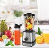 A blender with fruits and a smoothie in a bottle, on a kitchen counter. Produktbild-Vorschau