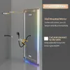 Illustration showing the installation steps for a wall-mounted LED mirror. Produktbild-Vorschau