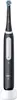A black electric toothbrush with a blue brush head sits on a white charging base against a white background. Produktbild-Vorschau