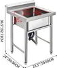 VEVOR Gastro drez Nerezový drez 60X60cm Umývadlová jednotka Náhľad obrázku produktu 16