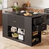 A modern kitchen island with storage and a fold-out table, set in a kitchen environment. Podgląd zdjęcia produktu