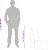 A diagram showing the dimensions of a chair next to a silhouette of a person. Voir les images du produit