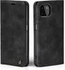 A black flip case for a smartphone is shown from two angles, front and side. Produktbild-Vorschau