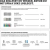 An instructional graphic showing spray distances and drying times for spray paint. Produktbild-Vorschau