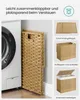 A laundry basket is shown folded next to a washing machine, with additional images demonstrating its folded and unfolded states, and its internal compartments. Produktbild-Vorschau
