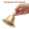 Handglocke,Tischglocke Messing mit Holzgriff 11*11*18cm Produktbild-Vorschau 3