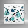 Wanduhr - Quadrat - Glasuhr - Wale Schiffe Kinder Seesterne Produktbild-Vorschau 3