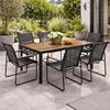 7tlg Gartengarnitur Outdoor Gartentisch Holzoptik 150 x 80cm + 6 x Stuhl Schwarz Produktbild-Vorschau