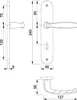 Technical drawing with dimensions of a door handle set. Podgląd zdjęcia produktu