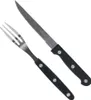 A steak knife and fork set on a white background. Voir les images du produit