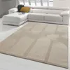 Recycle Teppich mit modernen ovalen Formen liniert in beige Produktbild-Vorschau 1