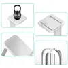 A collage of four close-up images showcasing different aspects of a white shower seat, including its weight capacity, a detail of its mounting mechanism, the textured surface of the seat, and a structural detail. Produktbild-Vorschau