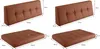 Four images showing different sizes and orientations of a tufted cushion, with dimensions indicated. Produktbild-Vorschau
