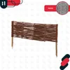 A woven willow fence segment is presented against a white background with subtle watermark graphics. Voir les images du produit