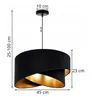 A black pendant lamp with a gold interior, shown with dimensions indicated. Anteprima dell’immagine prodotto