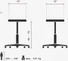 Diagrams showing the dimensions and weight capacity of two stools. Produktbild-Vorschau