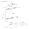 A technical drawing with dimensions of a TV stand. Náhled obrázku produktu