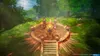 A group of characters stand on a circular platform in a forest clearing, surrounded by glowing braziers. Produktbild-Vorschau