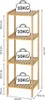 A diagram showing the dimensions and weight capacity of a wooden shelving unit. Produktbild-Vorschau