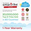This image is a marketing collage for the "Original SmarTrike" brand, highlighting sales numbers, awards, and warranty information. Anteprima dell’immagine prodotto