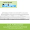 A mattress with a diagram illustrating its 7-zone construction and text describing its features. Voir les images du produit