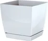 A white square planter with a matching saucer, isolated on a white background. Náhľad obrázku produktu