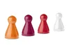 Four colorful game pawns are lined up against a white background. Produktbild-Vorschau