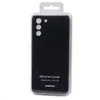 A black Samsung silicone phone case is shown in its clear plastic packaging. Produktbild-Vorschau