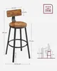 A bar stool with dimensions and a human silhouette for scale. Náhled obrázku produktu