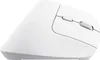 A white ergonomic mouse is shown from a side angle against a white background. Produktbild-Vorschau