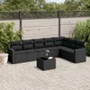 8-tlg. Garten-Sofagarnitur mit Kissen Schwarz Poly Rattan Produktbild-Vorschau 2