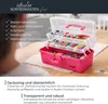 HMF Nähkasten aufklappbar mit 3 Ebenen, Sortierbox für Kleinteile in Pink Produktbild-Vorschau