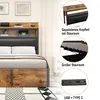 A bedroom scene featuring a bed with a headboard and storage, with close-up insets highlighting features. Produktbild-Vorschau