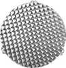 A top-down view of a round table with a textured metallic surface. Produktbild-Vorschau