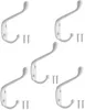 A collage of five white coat hooks, each with two screws. Produktbild-Vorschau
