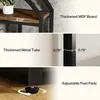 Close-up shots of a bookshelf's construction details, highlighting material thickness and adjustable feet. Náhled obrázku produktu