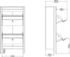 Technical drawings of a shoe cabinet with dimensions. Podgląd zdjęcia produktu