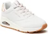 A white Skechers sneaker with pink laces and gold accents. Náhled obrázku produktu