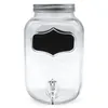 A clear studio shot of a glass beverage dispenser with a silver lid and a black label. Náhľad obrázku produktu