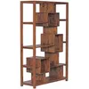 A wooden bookshelf with an asymmetrical design. Produktbild-Vorschau